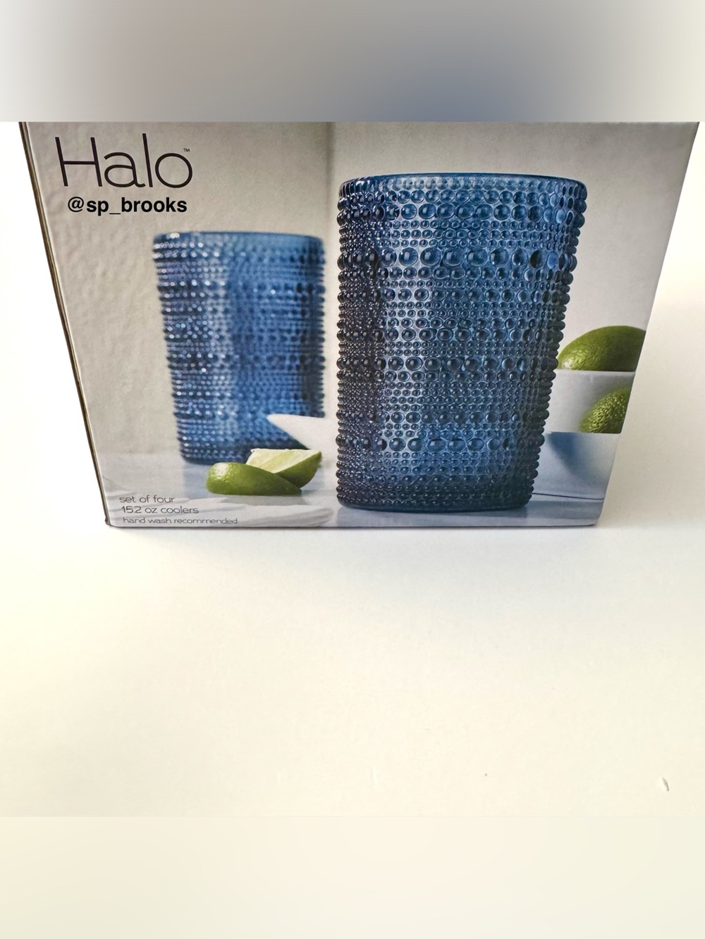🎁HALO Glass Tumblers - Navy Blue Highball Glass Drinkware - Set of 4 - 15.2 oz